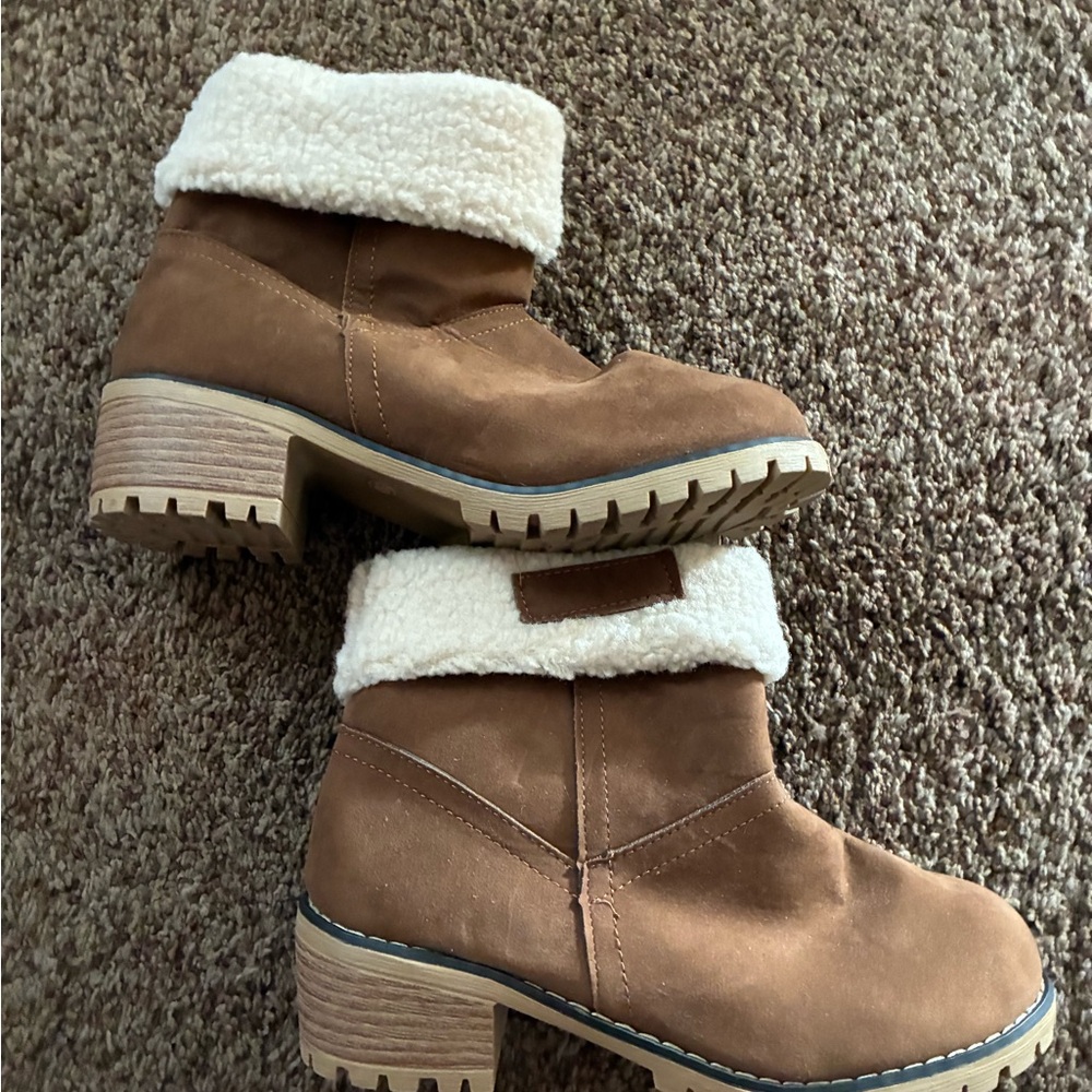 Brown Shearling-Lined Ankle Boots